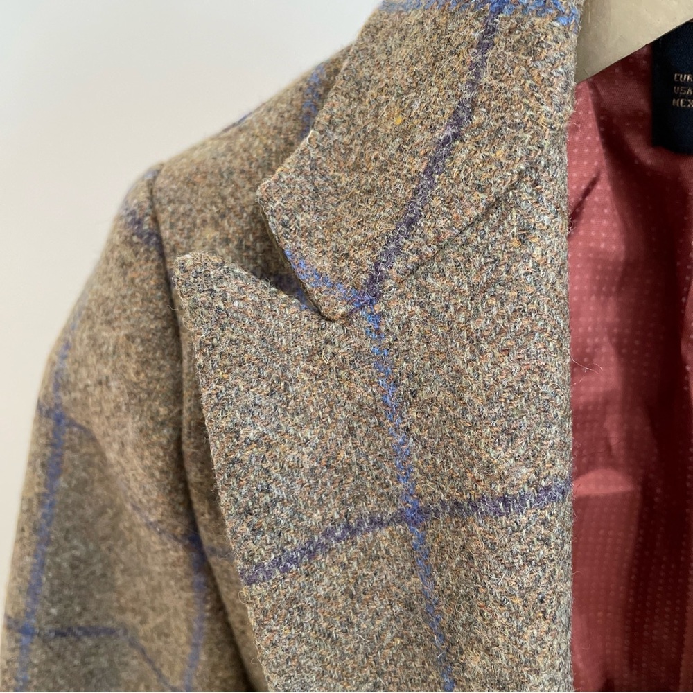 Zara Basic Plaid Wool Blazer With Elbow Patches, … - image 7